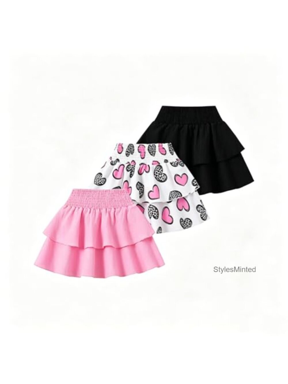 Girls Ruffle Mini Skirts High Waisted Tiered Flowy Tennis Skirt Set 3-14Y